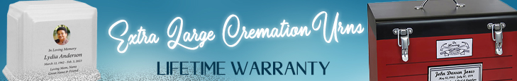 Extra Large Cremation Urns See our collection of extra large cremation urns - built to hold 300 - 400 cubic inches of cremains.