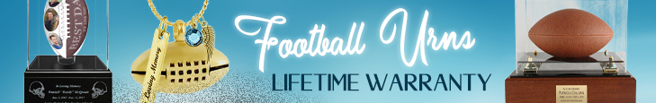 View our collection of football cremation urns, football helmet urns, football case urns, and football urn keepsakes.