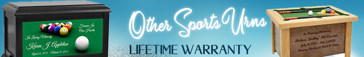 Shop our collection of other sports cremation urns, including pool table and billiard urns, board game urns, gambling urns, and more.