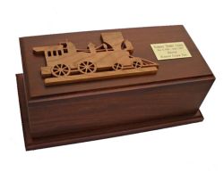Customized Train Oak Wood Urn 