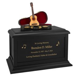 Acoustic Guitar Case Cremation Urn - Adult Wood and Miniature Instrument Urn