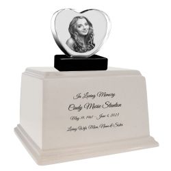 3D Heart Crystal Cream Granite Large Adult Cremation Urn