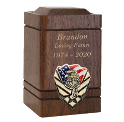 US Air Force Eagle Walnut Keepsake Urn - Small Wooden Urn 