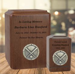 Baseball Home Plate Medallion Keepsake or Adult Wood Urn - Free Laser Engraving