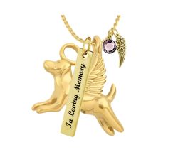 Halo Angel Dog Gold Ash Pendant Urn - Love Charms™ Option 