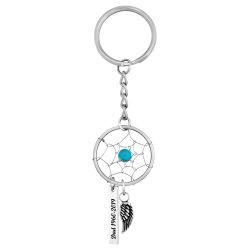 Aqua Bead Dream Catcher Wing Urn Keychain