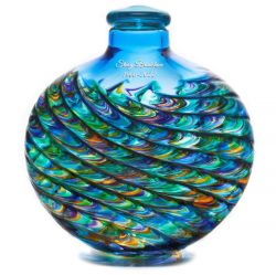 Inspiring Aqua Ocean Mosaic Glass Adult or Medium Urn - Laser Engraved Option - Made in USA