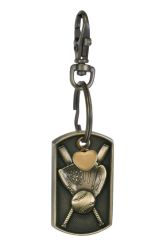 Baseball Dog Tag Gold Heart Key Chain Urn