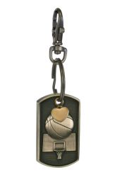 Basketball Dog Tag Gold Heart Key Chain Urn