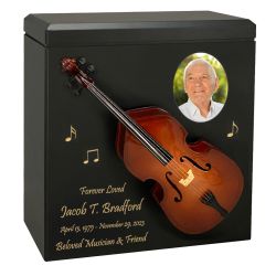 Bass or Double Bass Wood Adult Cremation Urn - Miniature Bass or Double Bass - Photo Option