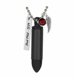 Black Bullet Pendant Urn - Love Charms Option