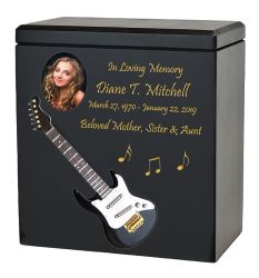 Black Electric Guitar Wood Urn
