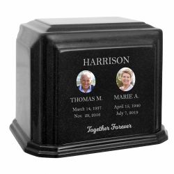 Monarch Companion Black Marble - For Two Cremation Urn - Vault Option
