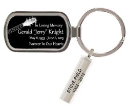 Black & White Guitar Memorial Keychain Urn