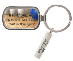 Blue Bowling Ball Memorial Keychain Urn