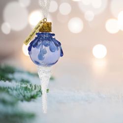 Blue Snowball Icicle Ornament Keepsake - Love Charms® Option