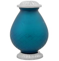 Star Burst Aqua Glass Pewter Urn - Tribute Wreath™ - Pro Laser Engraving