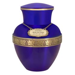Blue Lotus Band Brass Cremation Urn - Tribute Wreath™ - Pro Laser Engraving