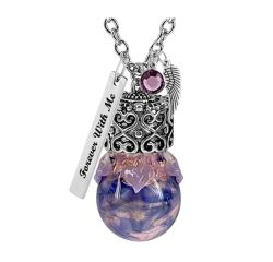 Blue and Pretty Purple Hearts Glass Cremation Urn - Love Charms® Option