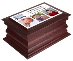 Blue Heart Boy Photo Redwood Urn - 3 Photo Options