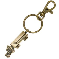 18 Wheeler Semi Truck Blackened Gold Keychain Urn