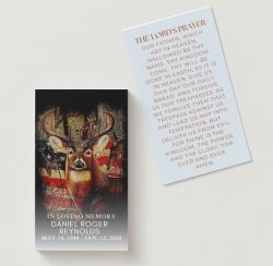 Buck USA Flag Deer - Lord's Prayer Memorial Cards - Funeral  Cards - Celebration of Life Cards