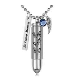 Butterflies Bullet Pendant Urn - Love Charms Option