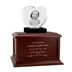Child Memorial Heart 3D Crystal Infinity Wood Urn Set