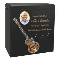 Country String Guitar Wood Adult Cremation Urn - Miniature Guitar - Photo Option
