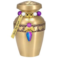 Purple Crystal Circle of Hearts Keepsake Urn - Love Charms® Option