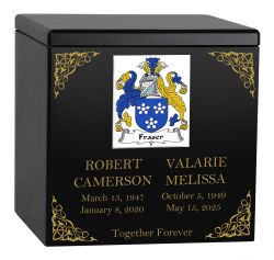 Family Coat of Arms Companion Cremation Urn - Parents Urn - Vault Option
