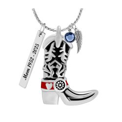 Cowgirl Boot Cremation Jewelry Urn - Love Charms® Option