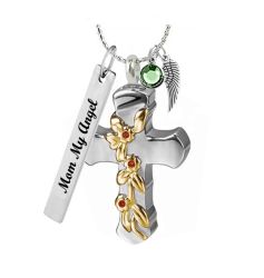Memorial Flower Cross Ash Urn - Love Charms™ Option