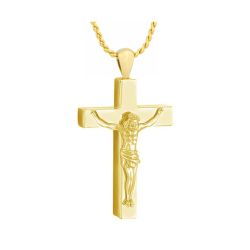 Crucifix 10KT or 14KT Gold Cremation Jewelry Urn - SHIPS NOW