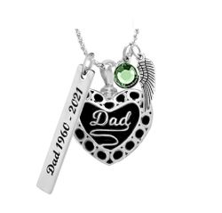 Dad Heart Cremation Jewelry Urn - Love Charms™ Option