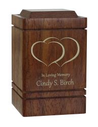 Rustic Double Hearts Mini Urn