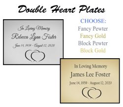 Double Heart Name Plates For Cremation Urns