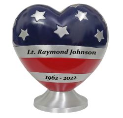 Flag Heart Medium Urn