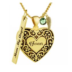 Always In My Heart Cremation Pendant Urn - Love Charms Option