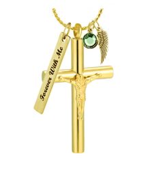 Large Gold Crucifix Cremation Ash Urn - Love Charms™ Option 
