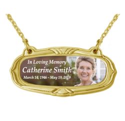 Photo Gold Medallion Urn Name Plates - Birth & Passing Stone Option