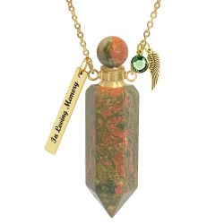 Black Agate Gemstone Crystal Cremation Jewelry Ash Necklace Urn - Love Charms® Option