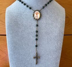 Antiqued Large Photo Rosary Necklace Urn