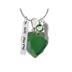Emerald Heart Precious Stainless Ash Urn - Love Charms Option