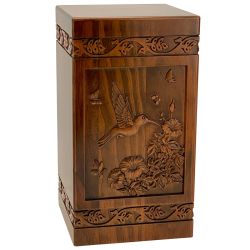 Hummingbird Garden Carved Adult Cremation Urn - Free Engraving - Free Shipping