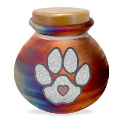Heart Paw Pet Raku Urn - Hand Made Dog or Cat Urn