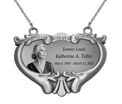 NEW! Photo Heart Medallion Urn Name Plate - Birth & Passing Stone Option