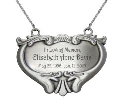 Heart Medallion Urn Name Plate - Birth & Passing Stone Option