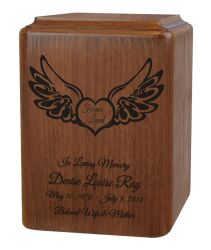 Wings of the Heart Memorial Laser Engraved Urn