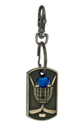 Hockey Dog Tag Blue Heart Key Chain Urn
